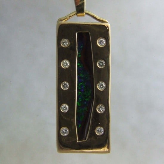 Boulder Opal Pendant with Diamonds