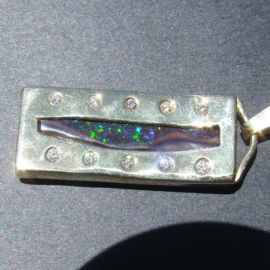 Boulder Opal Pendant with Diamonds
