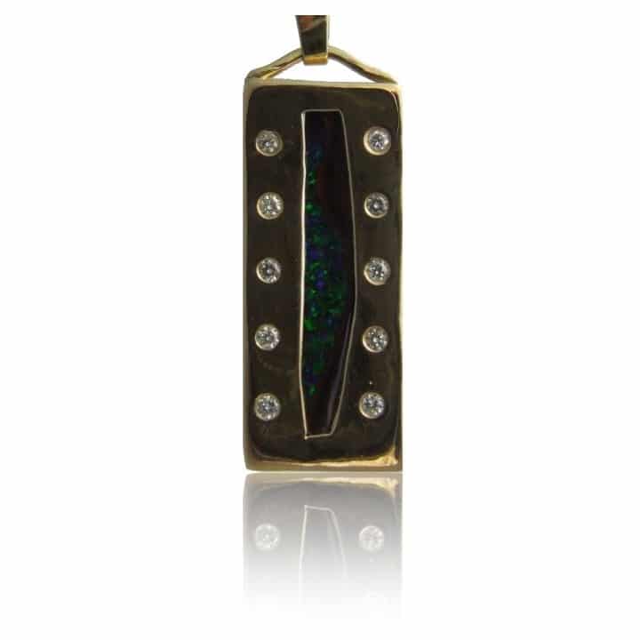 Boulder Opal Pendant with Diamonds