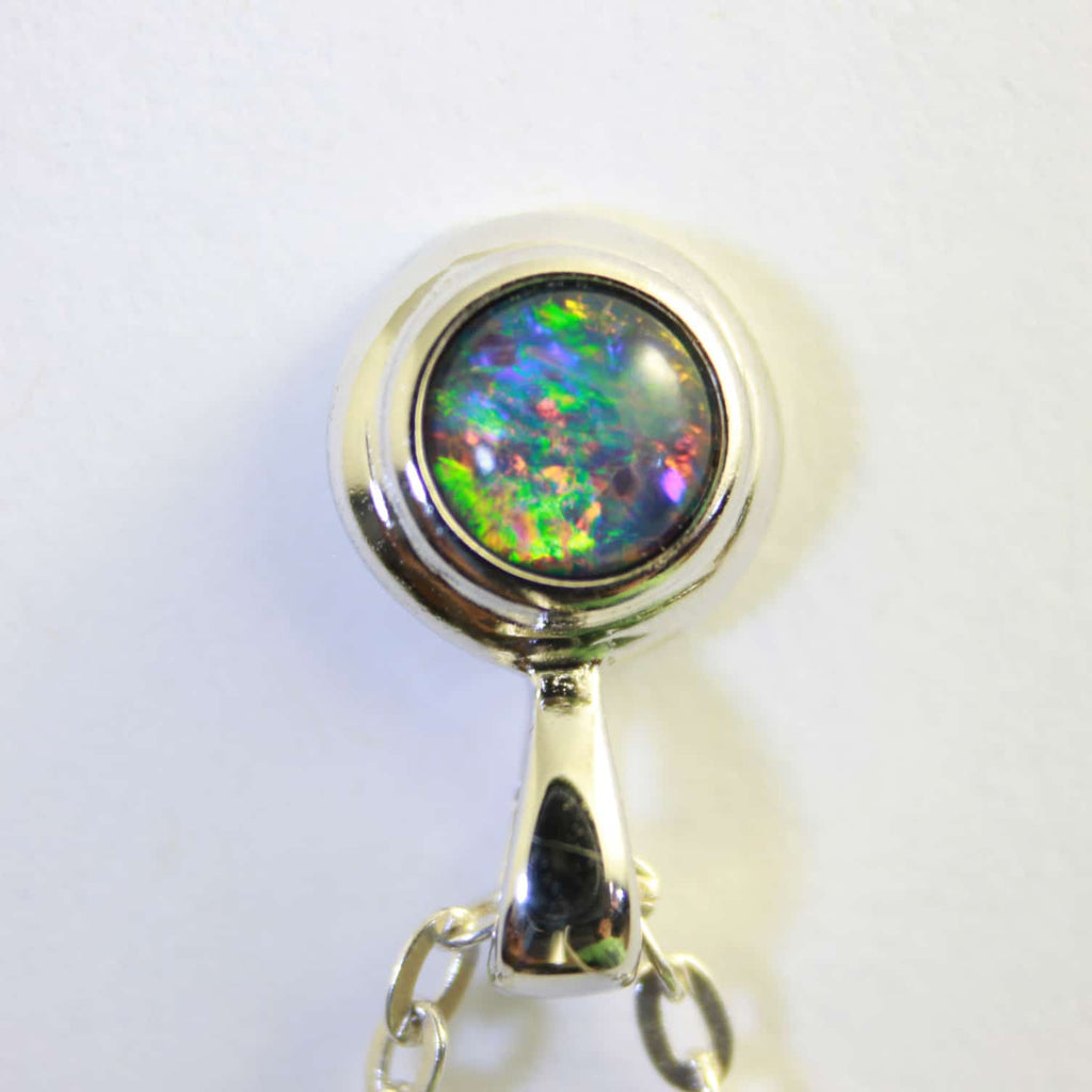 Triplet Opal Pendant in Double Bezel Sterling Silver
