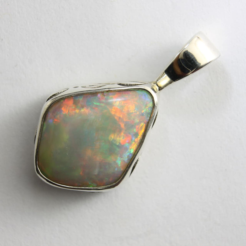 Solid White Coober Pedy Opal Pendant