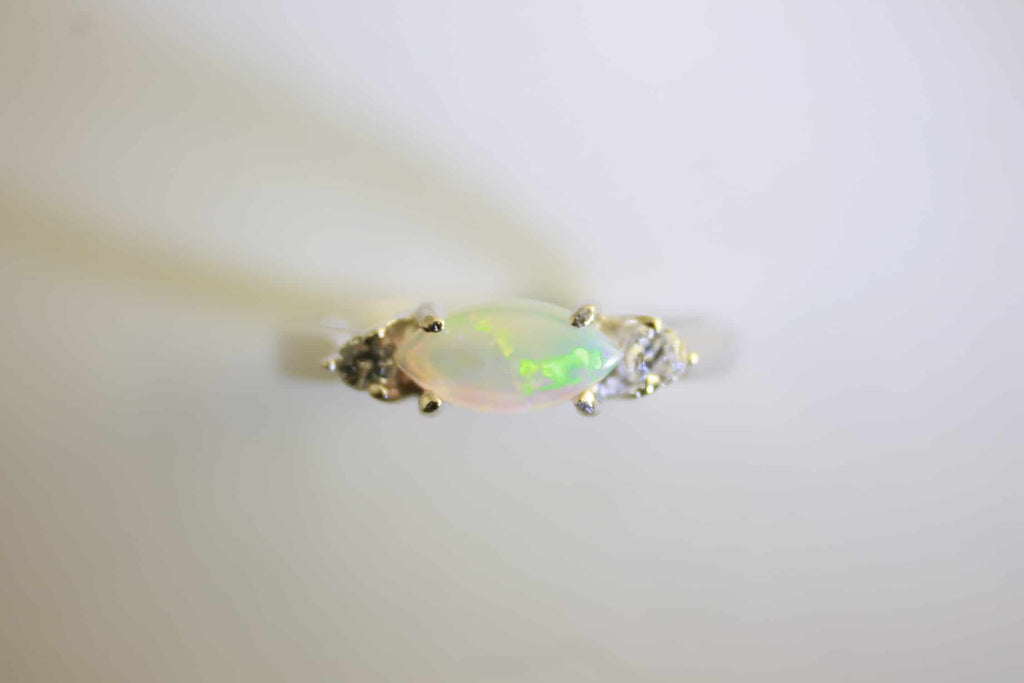 Solid White Coober Pedy Opal Sterling Silver Ring