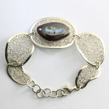 Load image into Gallery viewer, Solid Boulder Opal Sterling Silver Filigree Bracelet