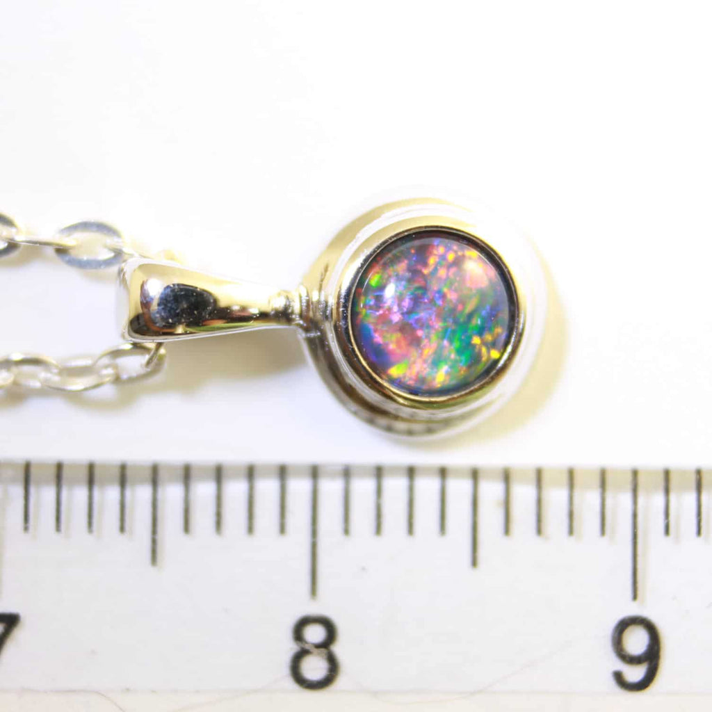 Triplet Opal Pendant in Double Bezel Sterling Silver