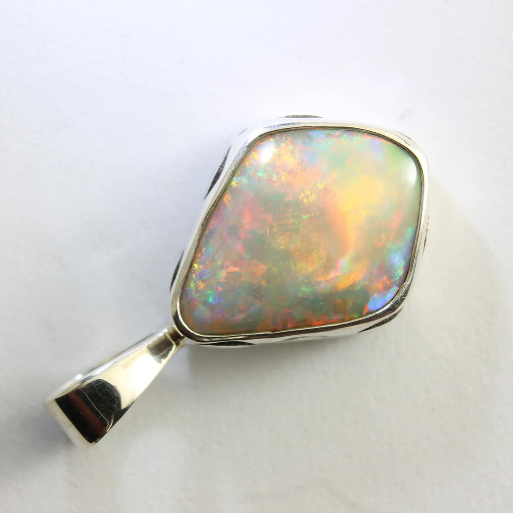 Solid White Coober Pedy Opal Pendant