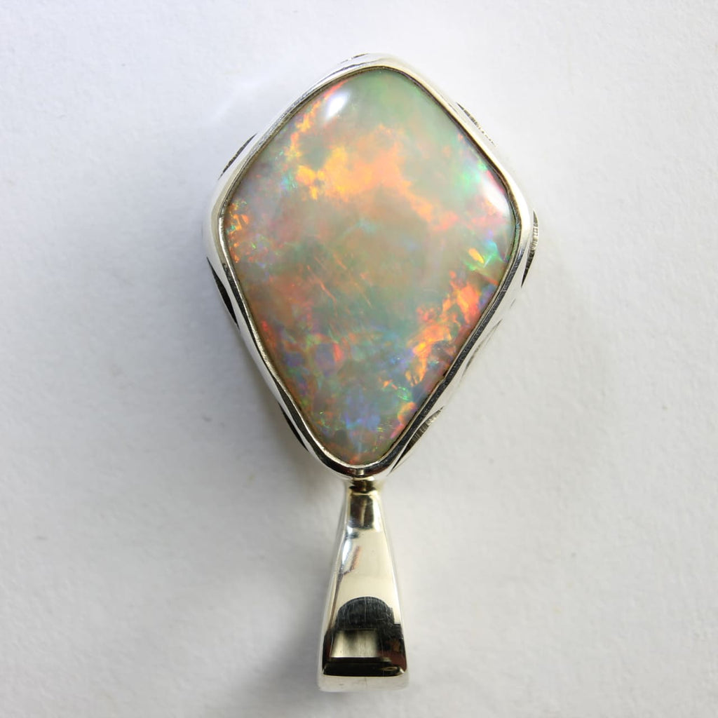 Solid White Coober Pedy Opal Pendant