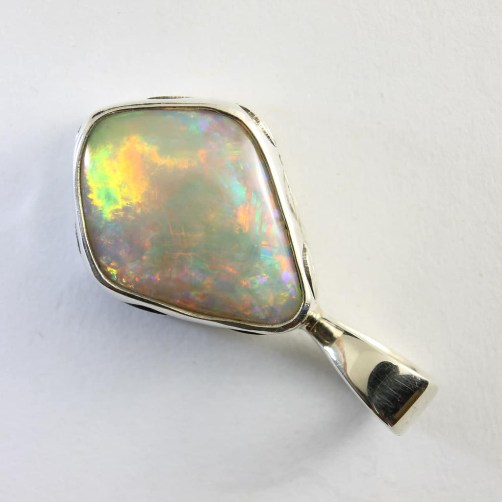 Solid White Coober Pedy Opal Pendant
