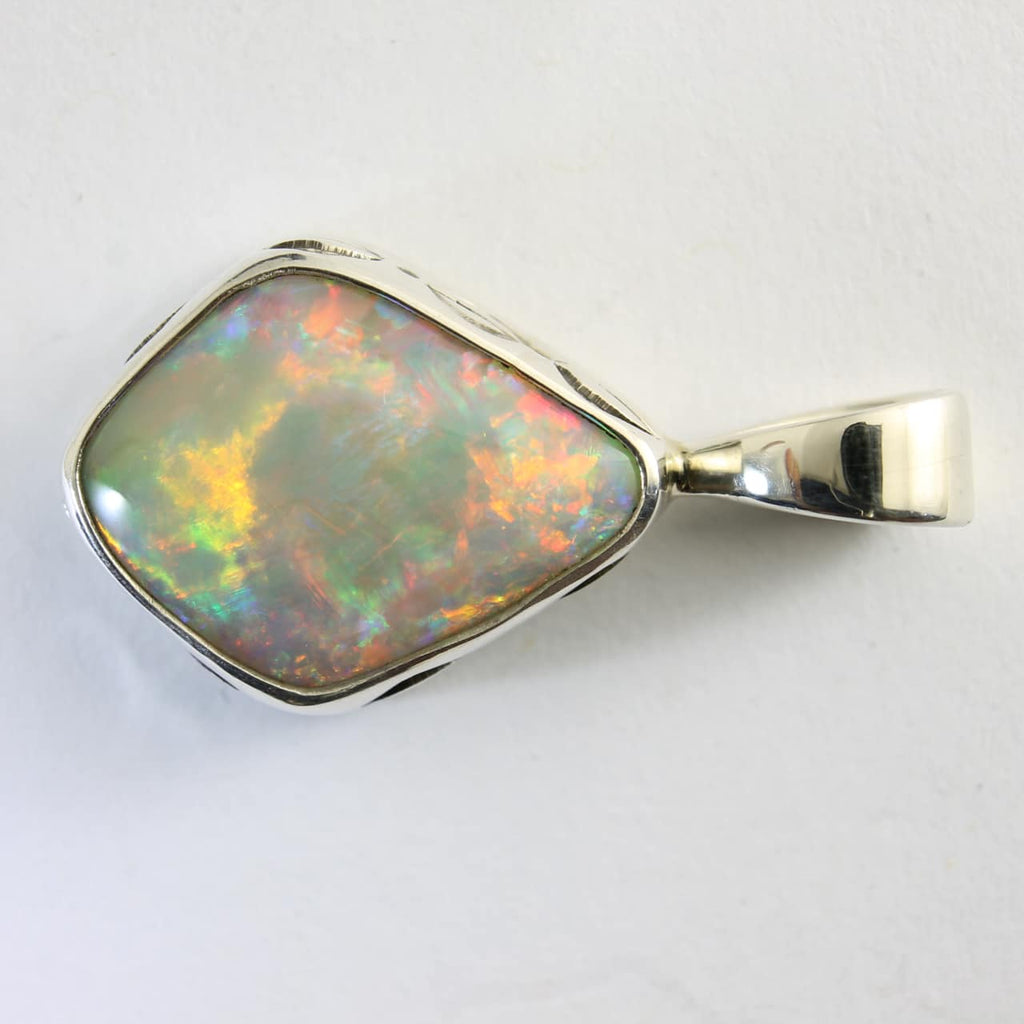 Solid White Coober Pedy Opal Pendant