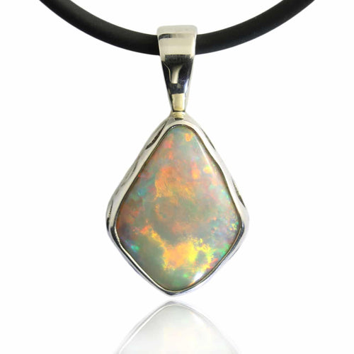 Solid White Coober Pedy Opal Pendant