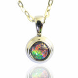 Triplet Opal Pendant in Double Bezel Sterling Silver