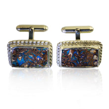 Load image into Gallery viewer, Solid Boulder Matrix Cuff Links in Solid Sterling Silver
