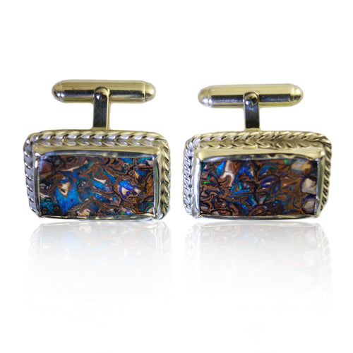 Solid Boulder Matrix Cuff Links in Solid Sterling Silver