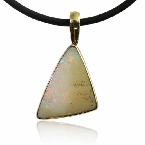 Solid White Coober Pedy Opal Pendant in 9 ct bezel