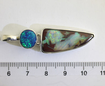 Solid Boulder Opal and Doublet Opal Pendant