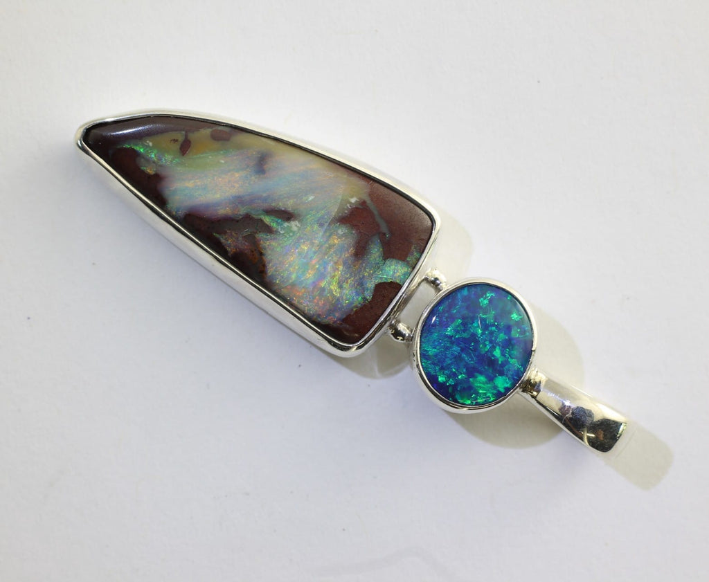 Solid Boulder Opal and Doublet Opal Pendant