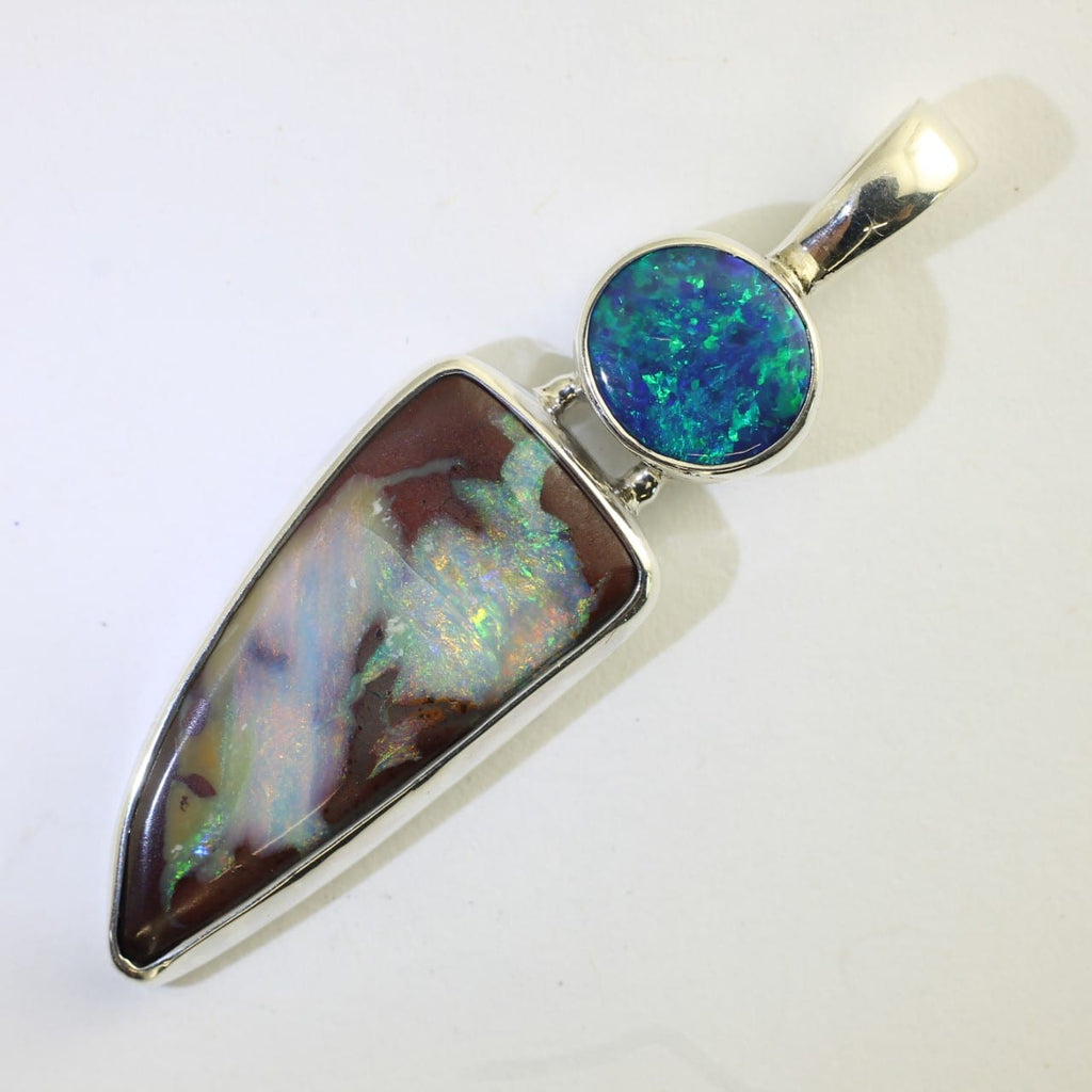 Solid Boulder Opal and Doublet Opal Pendant