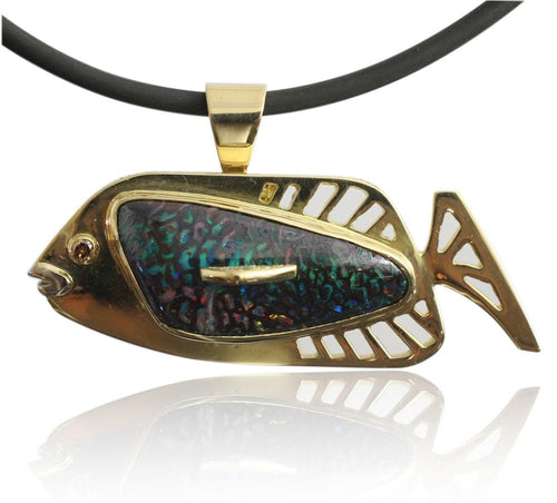 Solid Koroit Opal Pendant - Green, Blue and Red