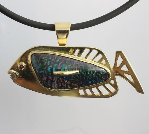 Solid Koroit Opal Pendant - Green, Blue and Red