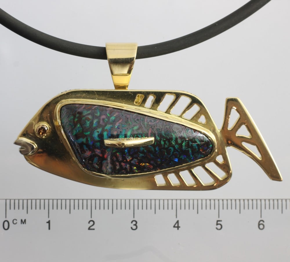 Solid Koroit Opal Pendant - Green, Blue and Red